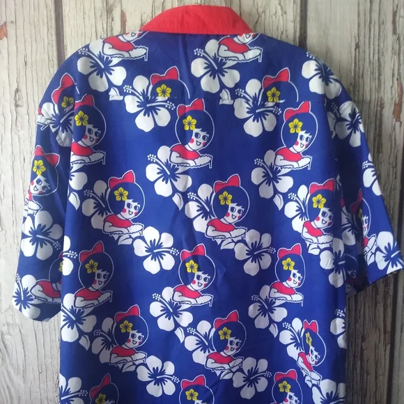 UTZ Original Chips Mascot Hawaiian Floral Button Down Shirt Blue & Red Mens 2XL - Picture 4 of 4